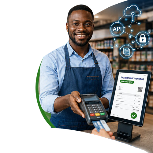 Commerçant utilisant un terminal de facturation certifiée SFEC